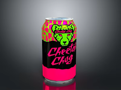 Dark Energy Cherry Charge Energy Drink Can With Vibrant Pink Green Design 3d model