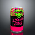 Dark Energy Cherry Charge Energy Drink Can With Vibrant Pink Green Design
