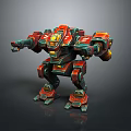 Colorful Mechanical Robot Character With Red Green Orange Armor Mechanical Arms And Legs