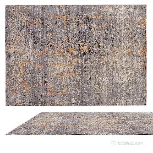 Square Carpet With Modern Abstract Gray And Orange Textured Pattern Design 3d model