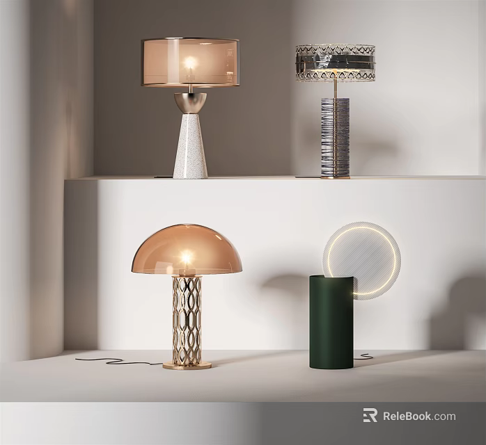 Modern Stylish Table Lamps With Unique Designs And Various Shapes For Home Decor 3d model 