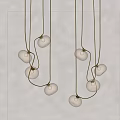 Modern Chandelier With Multiple Spherical Bulbs And Curved Metal Wires For Home Interior