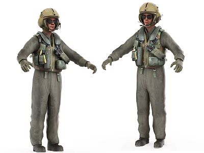 Military Style Game Movie Character With Helmet Goggles Jumpsuit And Tactical Equipment 3d model