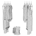 Hanging Clothes in Different Styles and Colors with Woven Basket