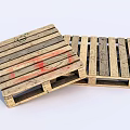 Industrial Equipment Wooden Pallets Stacked With Red Green Markings For Transport Storage