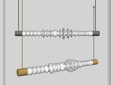 Modern Spiral Chandelier With Glass Rings And Metal Hanging Support Rods 3d model