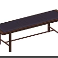 Simple Design Dark Brown Wooden Bench With Rectangular Seat And Four Legs 3d model