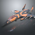 Camouflage Fighter Jet Model With Orange Black Paint And Weapons Under Wings
