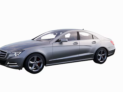 Silver Sedan Car With Modern Streamlined Body And Four Doors Design 3d model