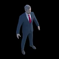Man in Blue Suit With Red Tie Standing Against Black Background 3d model