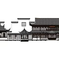 Ancient Chinese Architecture Complex With Traditional Curved Roofs And Upturned Eaves 3d model