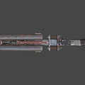 Rusty Double Barrel Shotgun With Metal Barrels Red Parts Wooden Stock And Worn Details