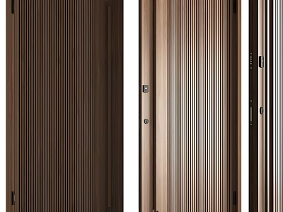 Modern Hinged Door with Striped Pattern in Different Color Finishes for Home Interior 3d model