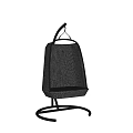 Gray Woven Hanging Chair With Black Metal Stand And Comfortable Backrest Design