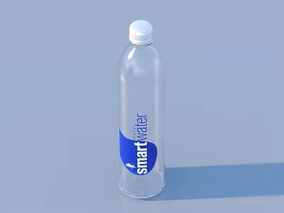 Smart Water Transparent Plastic Bottle With White Cap For Household Daily Use 3d model
