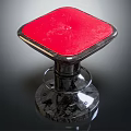 Stylish Square Bar Stool With Red Seat And Black Base Design