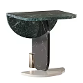 Modern Green Marble Coffee Table With Curved Top Black Marble Base And Metal Accents
