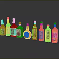 Various Alcohol Drink Bottles With Different Brands And Colorful Designs