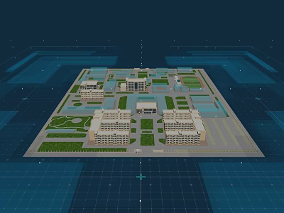 Modern School Campus Featuring Multiple Buildings Green Lawns And Walkways 3d model