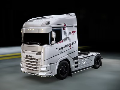 DAF Transportes VILLE Truck Sleek Modern Design On Road In Motion 3d model