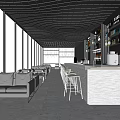 Modern Bar Qingba Bistro Bar Tacker Block Area Bar Counter Cashier Bar Cabinet Card Block Sofa 3d model