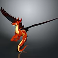 Red Horned Dragon Like Game Movie Character With Black Wings Spotted Body And Long Tail