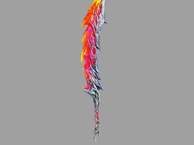 Detailed Flaming Red Orange Fantasy Weapon with Metallic Blade and Decorative Design 3d model