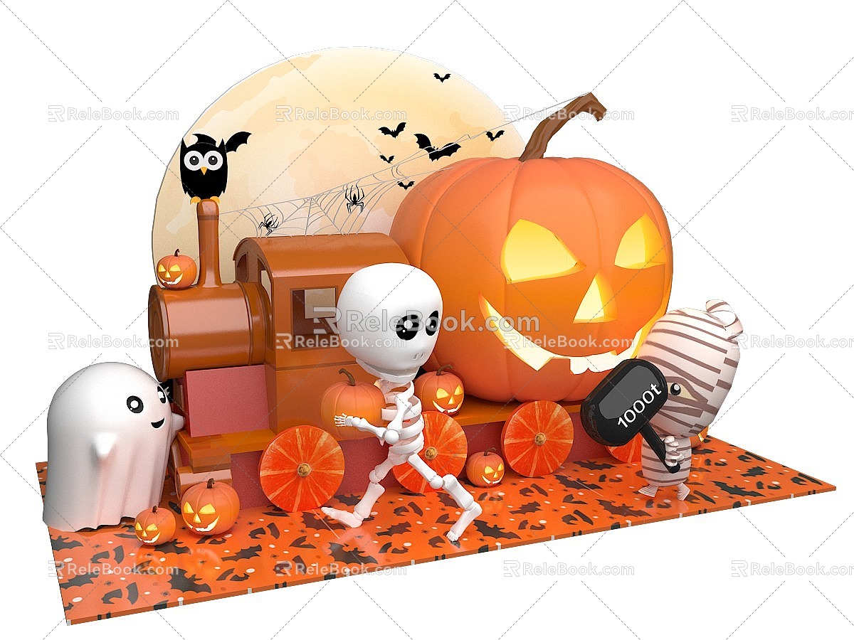 Halloween pumpkin train beauty Chen 3d model