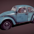 Vintage Blue Beetle Car With Classic Retro Body Design And Rounded Shape