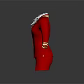 Red Women's Formal Dress with White Bow Tie and Gold Striped Cuffs