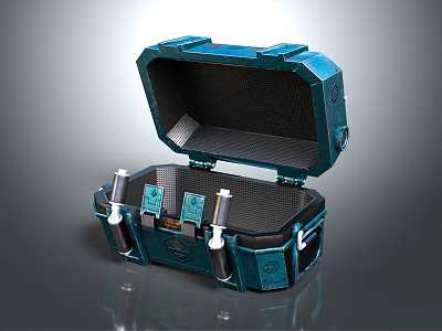 Open Blue Case With Durable Metal Hardware And Protective Interior Lining 3d model