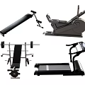 Top Fitness Equipment Collection Including Treadmill Barbell Weight Bench And Rowing Machine