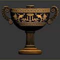 Classical Sculpture Carving With Twisted Handles Golden Decorations Dolphin And Geometric Patterns