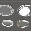Modern Circular Ceiling Lights With White Finish And Different Ring Structures 3d model