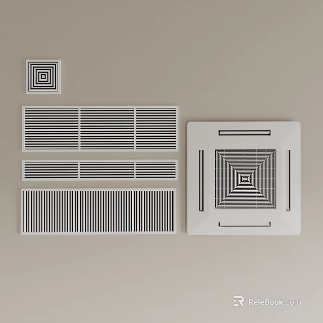 Air Conditioner Vents With Various Modern Grille Designs And Patterns For Home Ventilation 3d model 