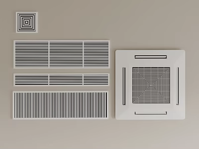 Air Conditioner Vents With Various Modern Grille Designs And Patterns For Home Ventilation 3d model