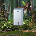 White Daily Use Dehumidifier In Natural Surroundings With Green Plants