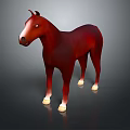 Realistic Red Horse 3D Model With White Hooves Standing On Dark Background