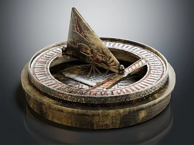 Vintage Decorative Ornament Set With Round Base Engraved Scale And Triangular Pointer 3d model