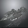 Futuristic Spaceship For Cosmic Exploration With Complex Metallic Structures And Modules 3d model