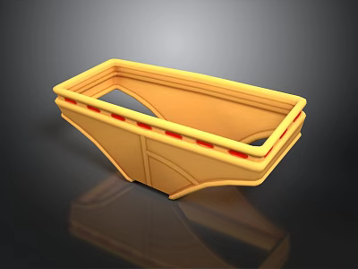 Yellow Rectangular Component With Red Accents And Decorative Edges Design 3d model