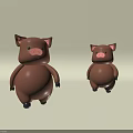 Cute Brown Pig Dolls Large And Small Stuffed Toys With Pink Ears And Nose