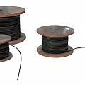 Black Cable Reels With Wooden Spools And Extended Wires In Various Sizes