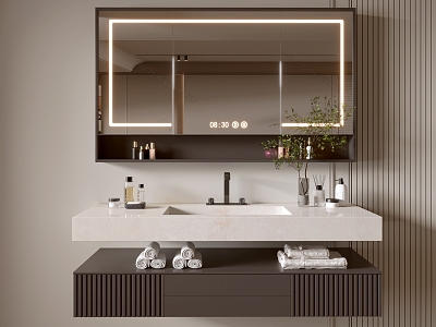 Modern Bathroom Cabinet Bathroom Counter Basin Bathroom Decoration Mirror Cabinet Sink 3d model