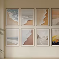 Modern Abstract Paintings with Ocean Waves Sand Textures Mountain Landscapes Sunset Scenes Framed Wall Art
