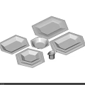 Elegant White Ceramic Hexagonal Dinnerware Set With Plates And Bowls 3d model