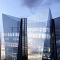 Modern Hotel Skyscraper With Glass Curtain Wall And Illuminated Exterior Design
