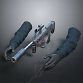 Dark Colored Long Sleeved Tactical Leather Gloves With Durable Arm Covering Material
