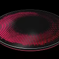 Circular Stage With Red Spiral Arranged Dot Matrix Lights Black Background Red Edge Light Strip