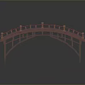 Traditional Chinese Red Arch Bridge With Decorative Railings And Ornate Columns
